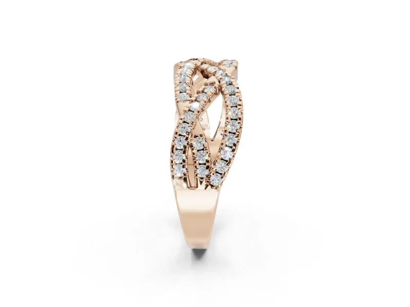 Round Lab-Grown Diamond Braided Pavé Wedding Band | Open Braid | Rose Gold