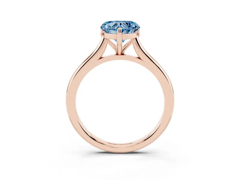 Heart-Shaped Cathedral Engagement Ring Setting for a Fancy Blue Lab-Grown Diamond | Rose Gold