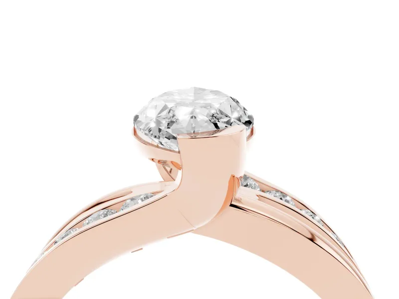 Marquise Graduated Channel Bypass Engagement Ring Setting | Split Shank | Rose Gold