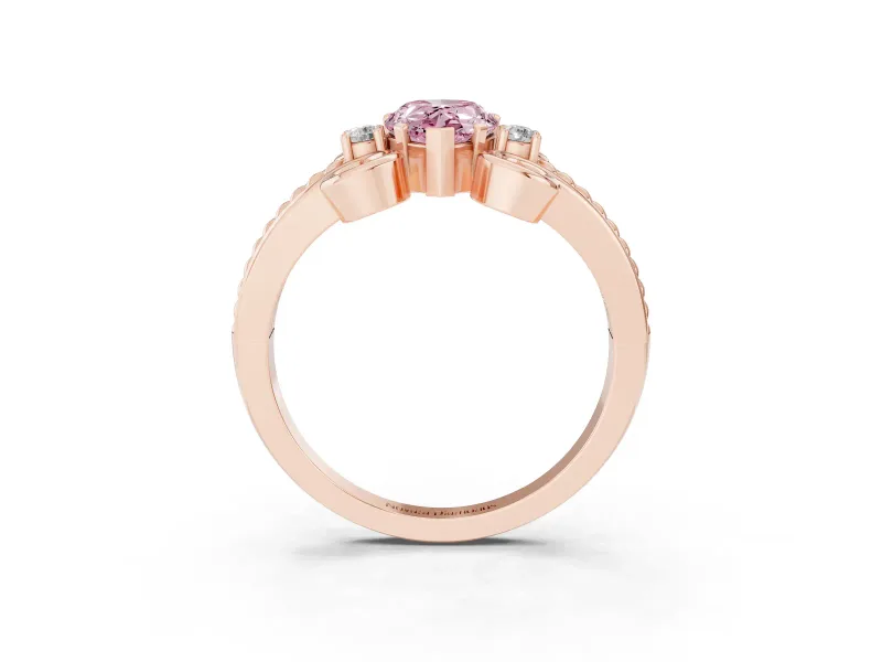 Pear-Shaped Scroll Solitaire Engagement Ring Setting for a Fancy Pink Lab-Grown Diamond | Rose Gold