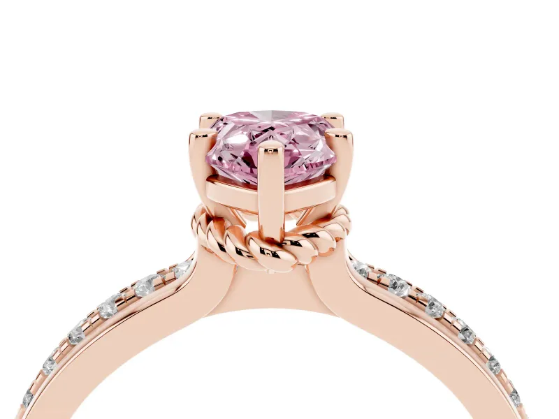Pear-Shaped Channel Set Engagement Ring Setting for a Fancy Pink Lab-Grown Diamond | Rope Collar | Rose Gold