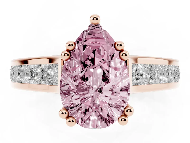 Pear-Shaped Channel Engagement Ring Setting for a Fancy Pink Lab-Grown Diamond | Rose Gold - Design NV-24671