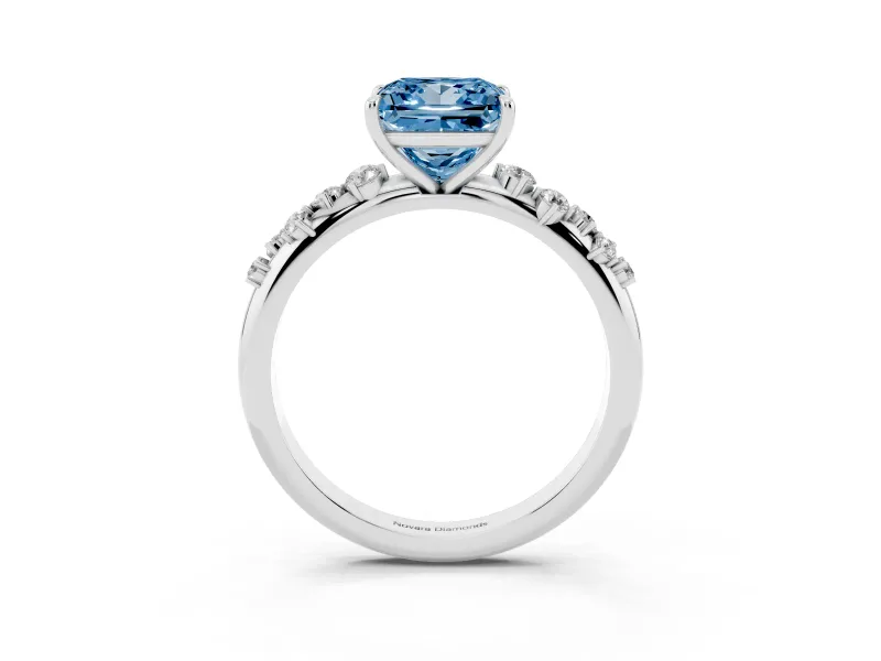Princess Cut Graduated Solitaire Engagement Ring Setting for a Fancy Blue Lab-Grown Diamond | Sterling Silver