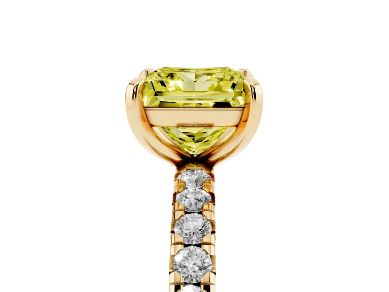 Princess Cut Engagement Ring Setting for a Fancy Yellow Lab-Grown Diamond | Yellow Gold - Design NV-24510