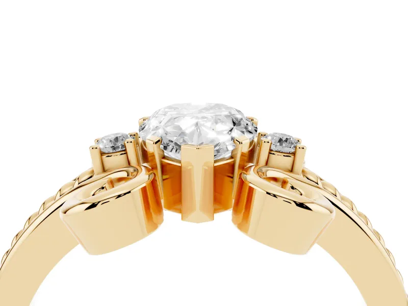 Pear-Shaped Scroll Solitaire Engagement Ring Setting | Rope Twist Band | Yellow Gold