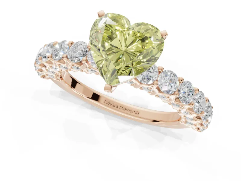 Heart-Shaped Shared Prong Engagement Ring Setting for a Fancy Yellow Lab-Grown Diamond | Rose Gold