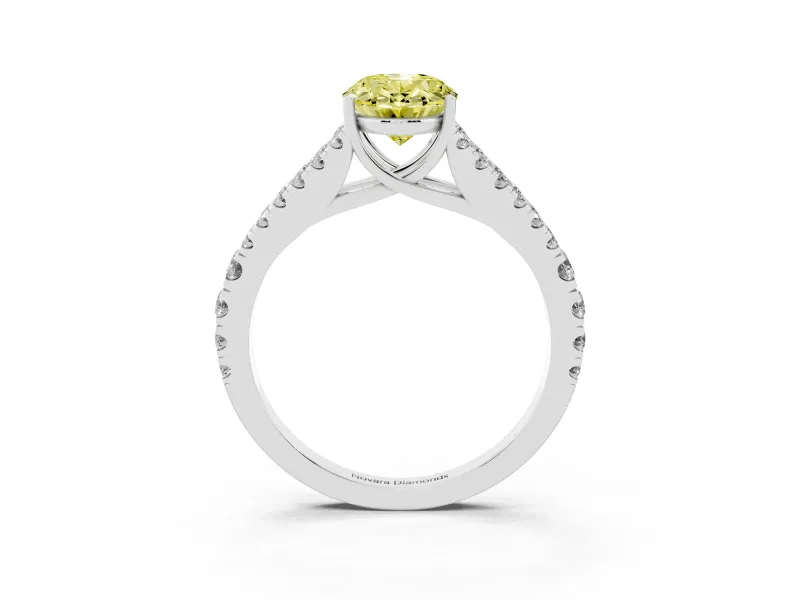 Oval Graduated Split Shank Engagement Ring Setting for a Fancy Yellow Lab-Grown Diamond | Sterling Silver