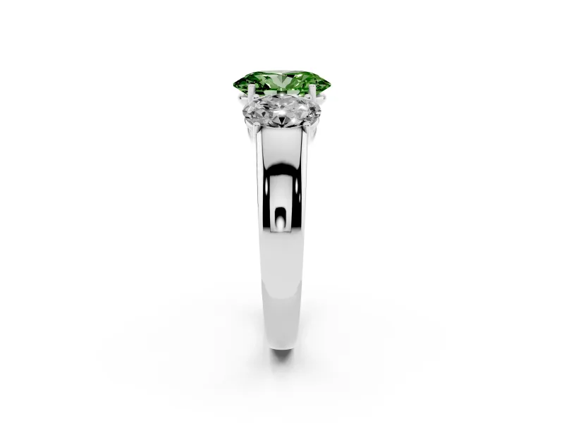 Oval 3 Stone Engagement Ring Setting for a Fancy Green Lab-Grown Diamond | Platinum
