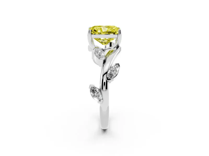 Radiant Cut Twisted Vine Engagement Ring Setting for a Fancy Yellow Lab-Grown Diamond | Platinum