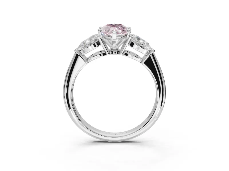 Marquise Three-Stone Ring Setting for a Fancy Pink Lab-Grown Diamond | Pear Side Stones | Platinum