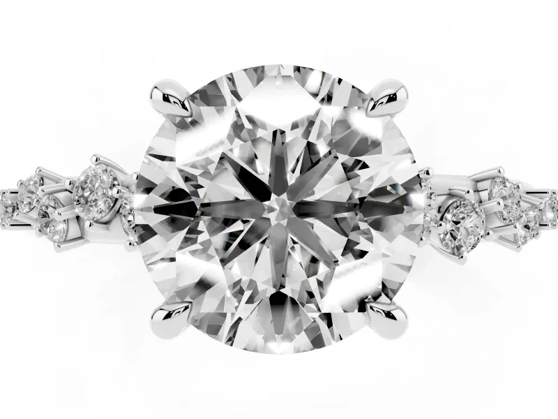 Round Graduated Accent Engagement Ring Setting | Scattered Shoulders | Platinum
