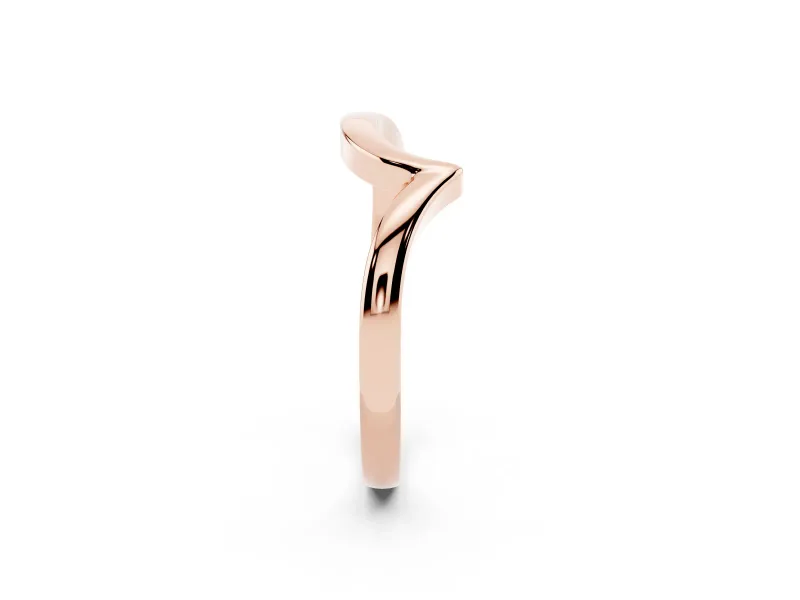 Chevron V-Shaped Plain Contour Band Set in Rose gold