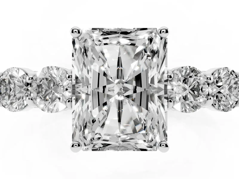 Radiant Cut Close Set Five Stone Engagement Ring Setting | Platinum