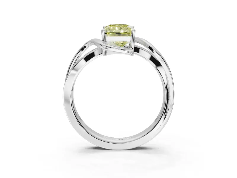 Radiant Cut Bypass Solitaire Engagement Ring Setting for a Fancy Yellow Lab-Grown Diamond | Sterling Silver