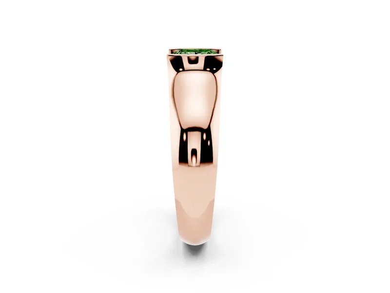 Princess Cut Half Bezel Solitaire Engagement Ring Setting for a Fancy Green Lab-Grown Diamond | Wide Band | Rose Gold