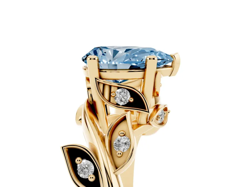 Pear-Shaped Twisted Bypass Engagement Ring Setting for a Fancy Blue Lab-Grown Diamond | Yellow Gold