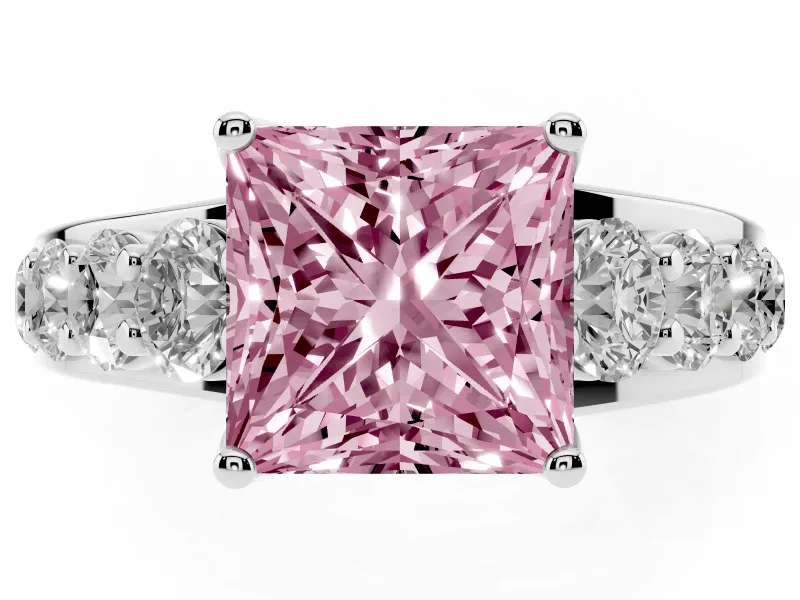 Princess Cut Engagement Ring Setting for a Fancy Pink Lab-Grown Diamond | Sterling Silver - Design NV-24645