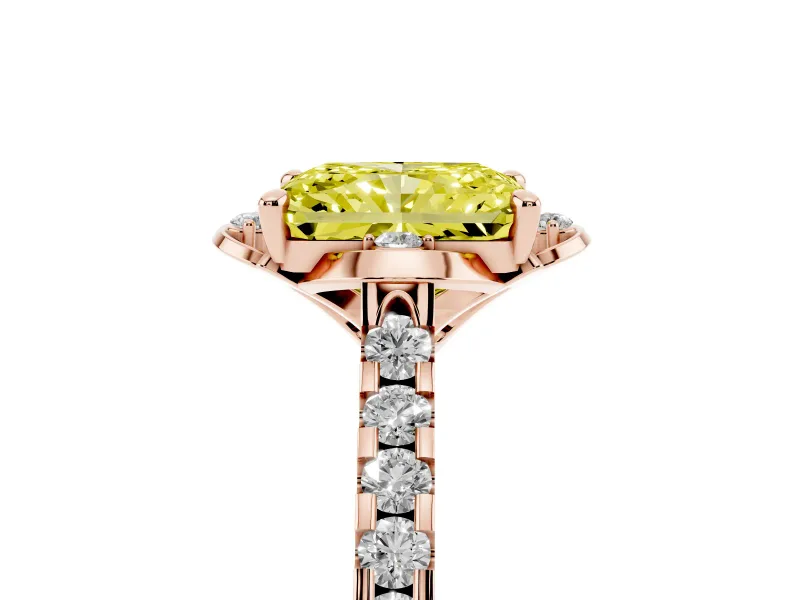 Radiant Cut Floral Petal Engagement Ring Setting for a Fancy Yellow Lab-Grown Diamond | Petal Accents | Rose Gold