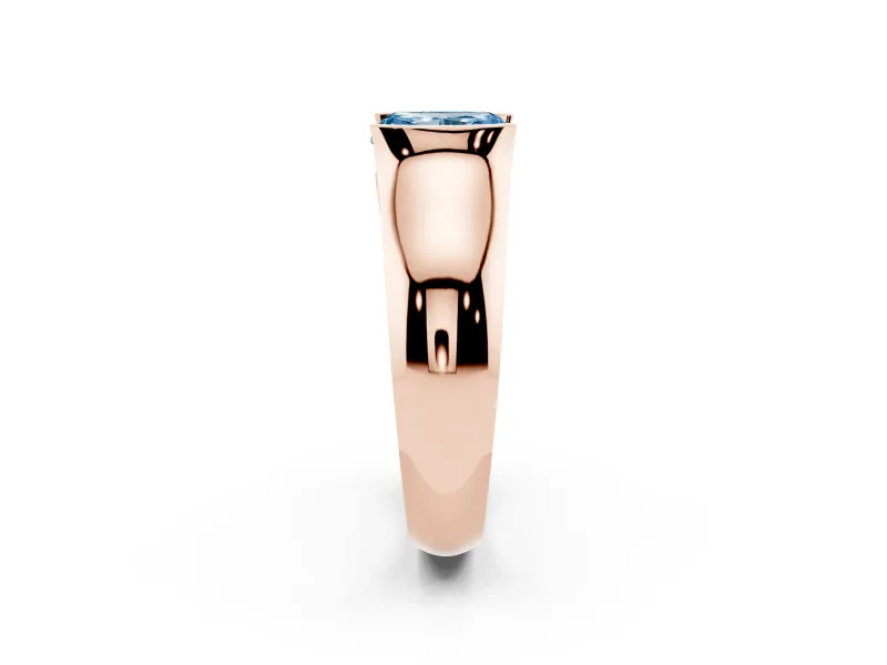 Radiant Cut Half Bezel Solitaire Engagement Ring Setting for a Fancy Blue Lab-Grown Diamond | Wide Band | Rose Gold