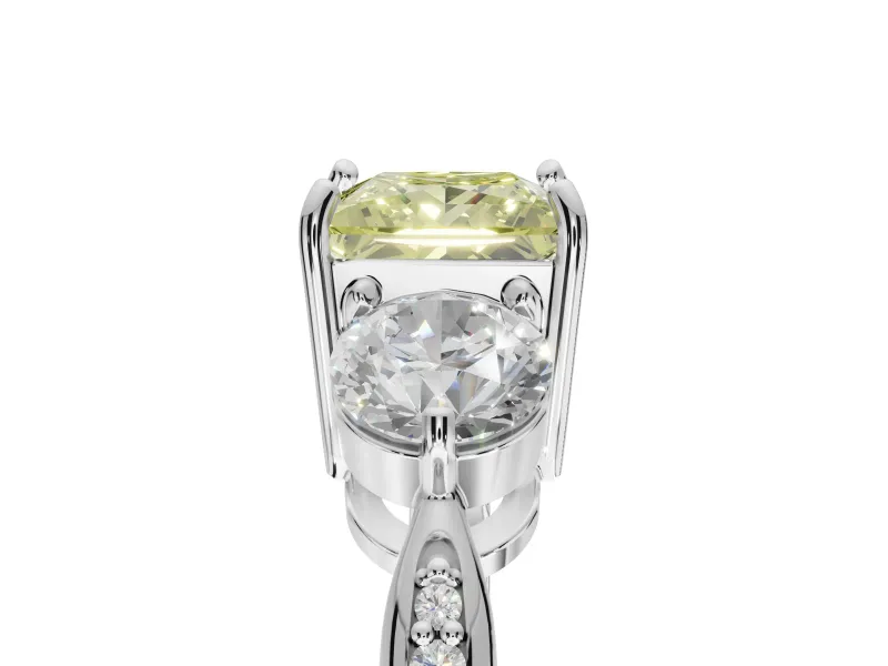 Princess Cut Engagement Ring Setting for a Fancy Yellow Lab-Grown Diamond | Sterling Silver - Design NV-24901