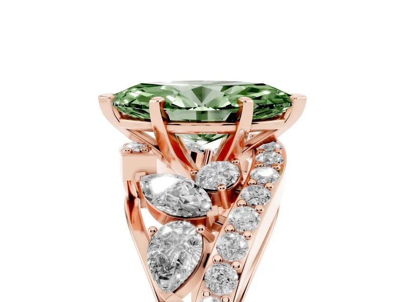 Marquise Bypass Pavé Engagement Ring Setting for a Fancy Green Lab-Grown Diamond | Rose Gold