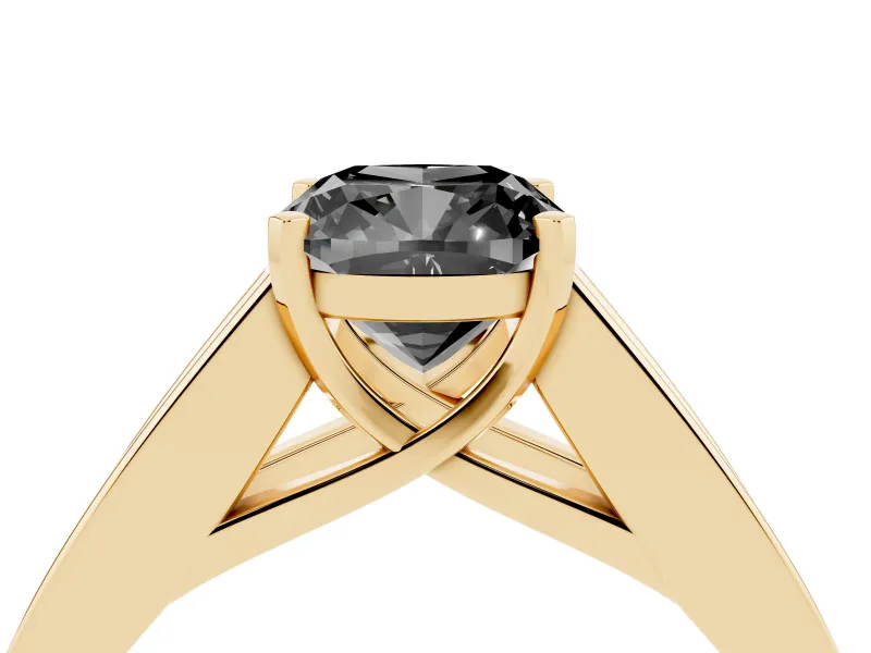 Cushion Cut Channel-Set Engagement Ring Setting for a Black Center | Wide Band | Yellow Gold