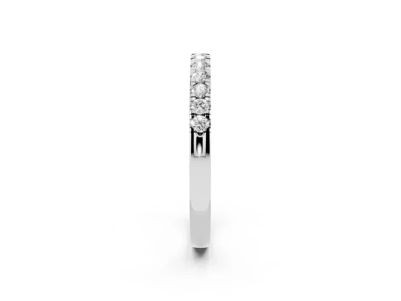 Round Diamond Pavé Eternity Band Set in Silver with Delicate Prongs