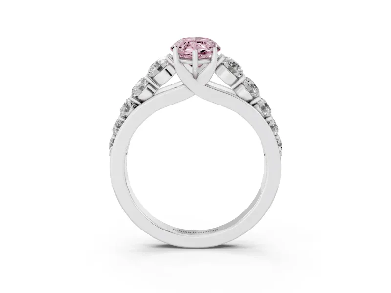 Marquise Graduated Side Stone Engagement Ring Setting for a Fancy Pink Lab-Grown Diamond | Flat Top Band | Platinum
