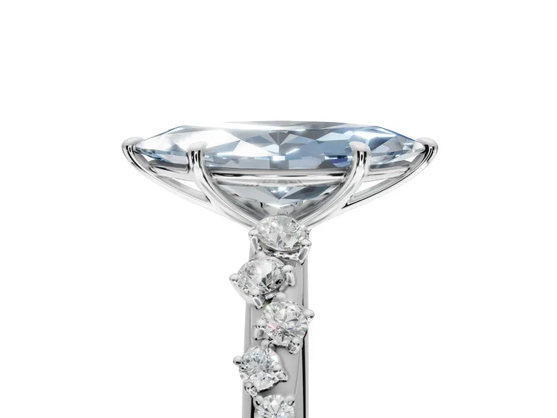 Marquise Graduated Solitaire Engagement Ring Setting for a Fancy Blue Lab-Grown Diamond | Sterling Silver