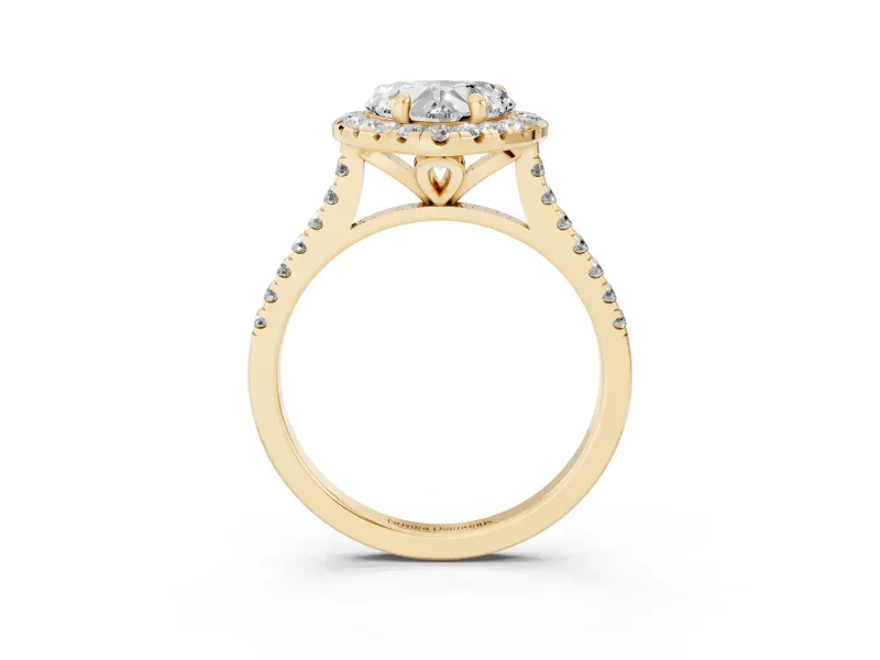 Heart-Shaped Halo Engagement Ring Setting | Tapered Band | Yellow Gold