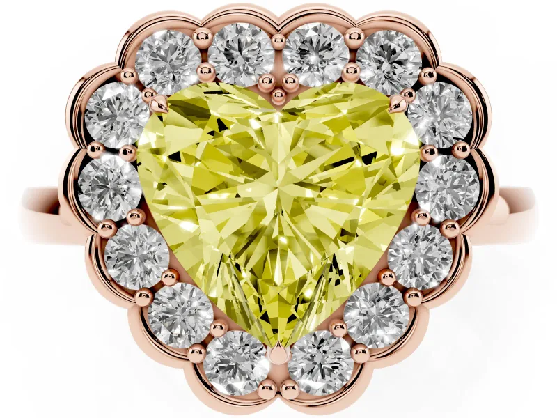 Heart-Shaped Halo Engagement Ring Setting for a Fancy Yellow Lab-Grown Diamond | Rose Gold - Design NV-24719
