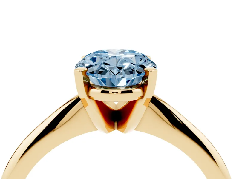 Oval Solitaire Engagement Ring Setting for a Fancy Blue Lab-Grown Diamond | Yellow Gold