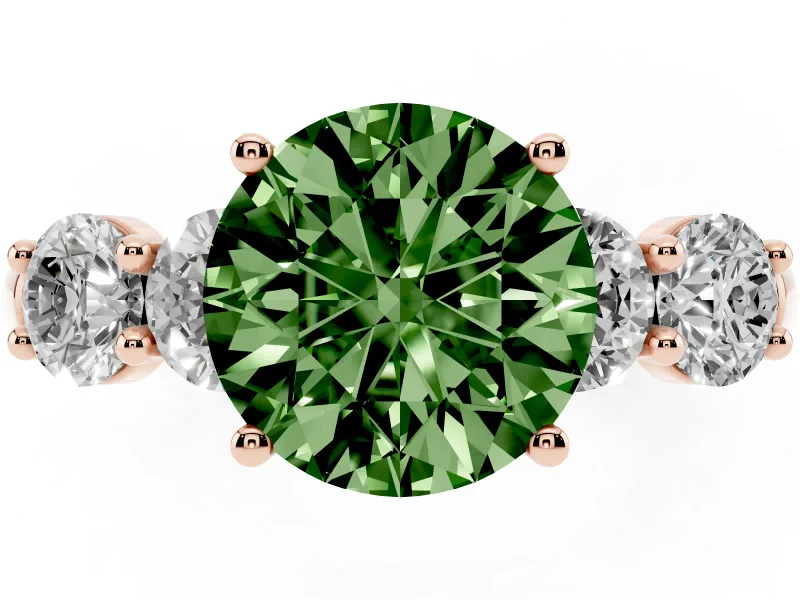 Round 5 Stone Engagement Ring Setting for a Fancy Green Lab-Grown Diamond | Rose Gold