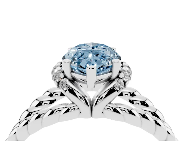 Marquise Rope Split Shank Engagement Ring Setting for a Fancy Blue Lab-Grown Diamond | Platinum