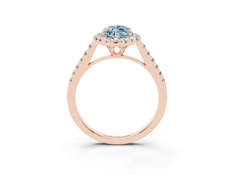 Marquise Raised Halo Engagement Ring Setting for a Fancy Blue Lab-Grown Diamond | Rose Gold