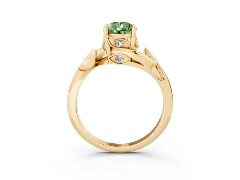 Pear-Shaped Twisted Bypass Engagement Ring Setting for a Fancy Green Lab-Grown Diamond | Yellow Gold