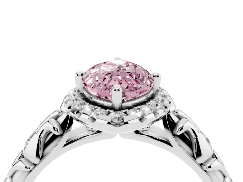 Marquise Leaf Halo Engagement Ring Setting for a Fancy Pink Lab-Grown Diamond | Platinum