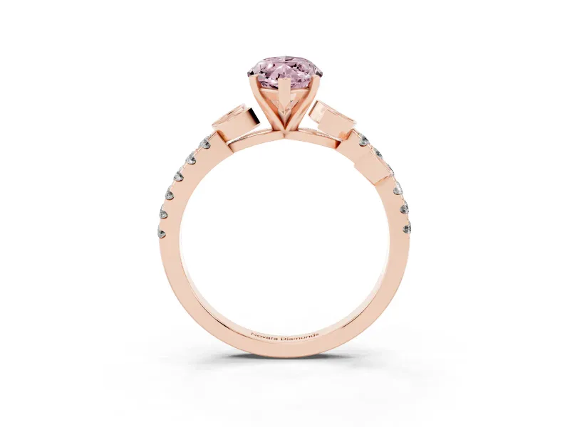 Marquise Leaf Pavé Engagement Ring Setting for a Fancy Pink Lab-Grown Diamond | Rose Gold