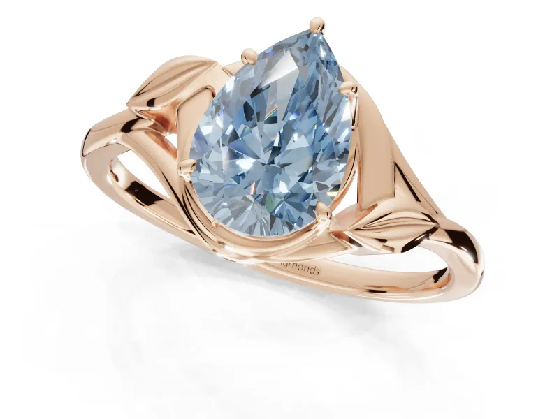 Pear-Shaped Bypass Solitaire Engagement Ring Setting for a Fancy Blue Lab-Grown Diamond | Rose Gold