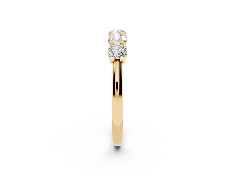 Round Diamond Half Eternity Band Set in Yellow gold with Prong-Set Stones