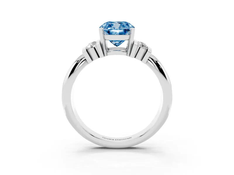 Cushion Cut Bar-Set Engagement Ring Setting for a Fancy Blue Lab-Grown Diamond | Platinum