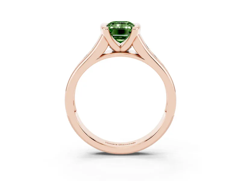 Emerald Cut Half Bezel Engagement Ring Setting for a Fancy Green Lab-Grown Diamond | Rose Gold