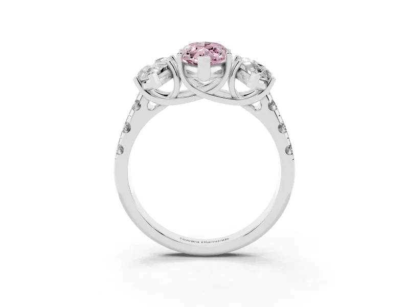 Marquise Three Stone Engagement Ring Setting for a Fancy Pink Lab-Grown Diamond | Accented Shoulders | Platinum