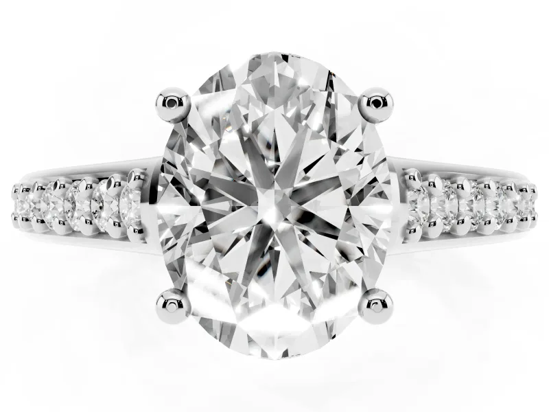 Oval Graduated Pave Cathedral Solitaire Engagement Ring Setting | Scroll Cut-Outs | Platinum