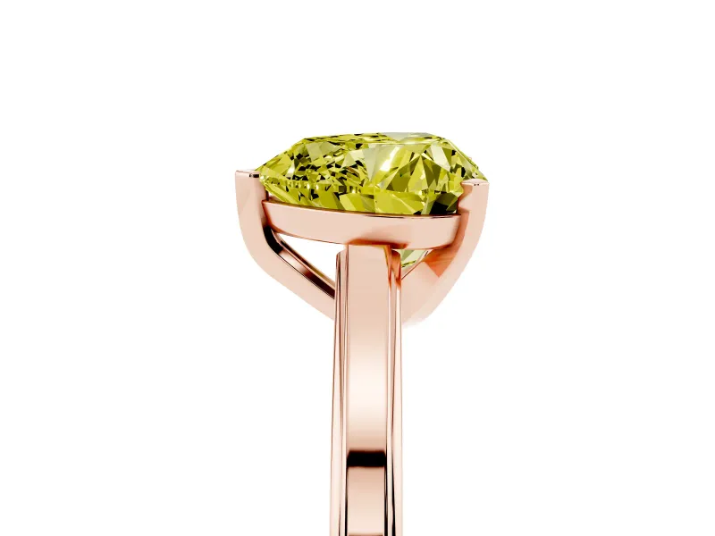 Fancy Yellow Heart Cut Diamond Solitaire Ring Set in Rose gold with Prong Setting and Classic Band