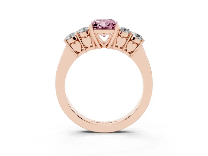 Radiant Cut 5 Stone Engagement Ring Setting for a Fancy Pink Lab-Grown Diamond | Rose Gold