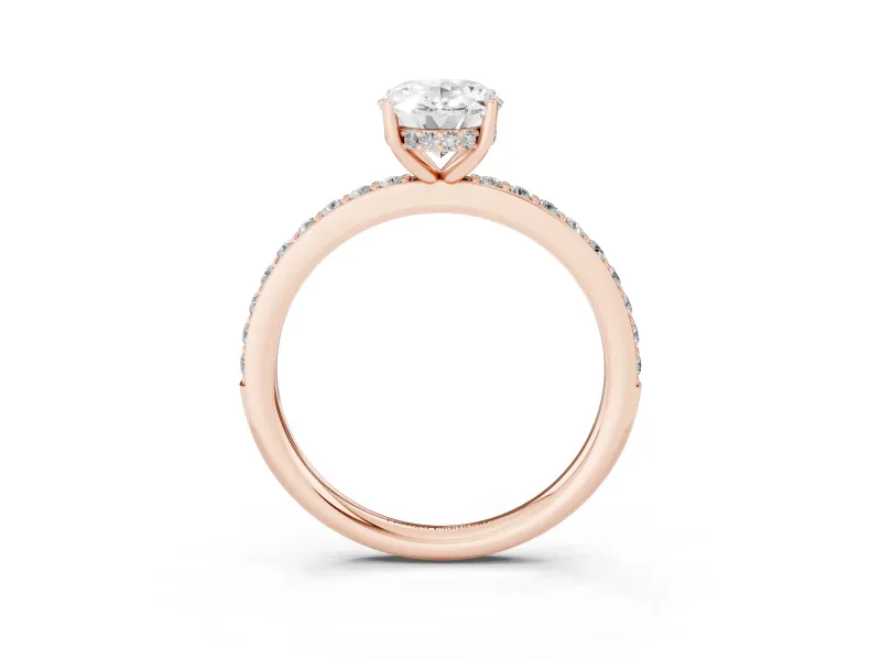 Oval Hidden Halo Pavé Engagement Ring Setting | Micro Pavé Band | Rose Gold