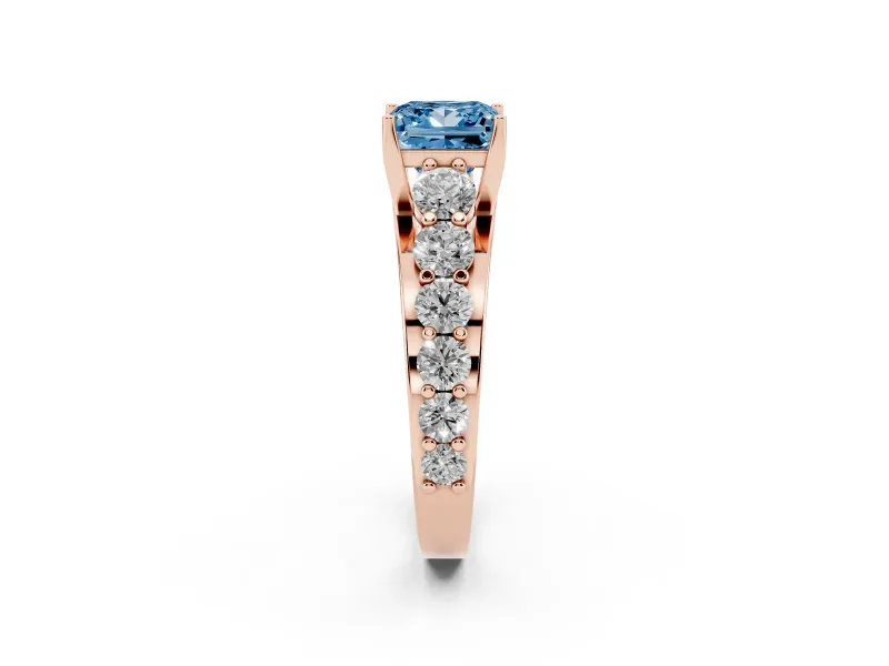 Princess Cut Graduated Engagement Ring Setting for a Fancy Blue Lab-Grown Diamond | Rose Gold