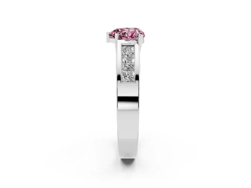 Heart-Shaped Channel-Set Engagement Ring Setting for a Fancy Pink Lab-Grown Diamond | Platinum