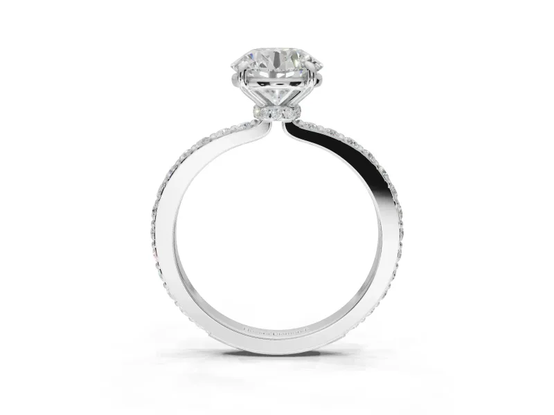Round Hidden Halo Engagement Ring Setting | Sterling Silver